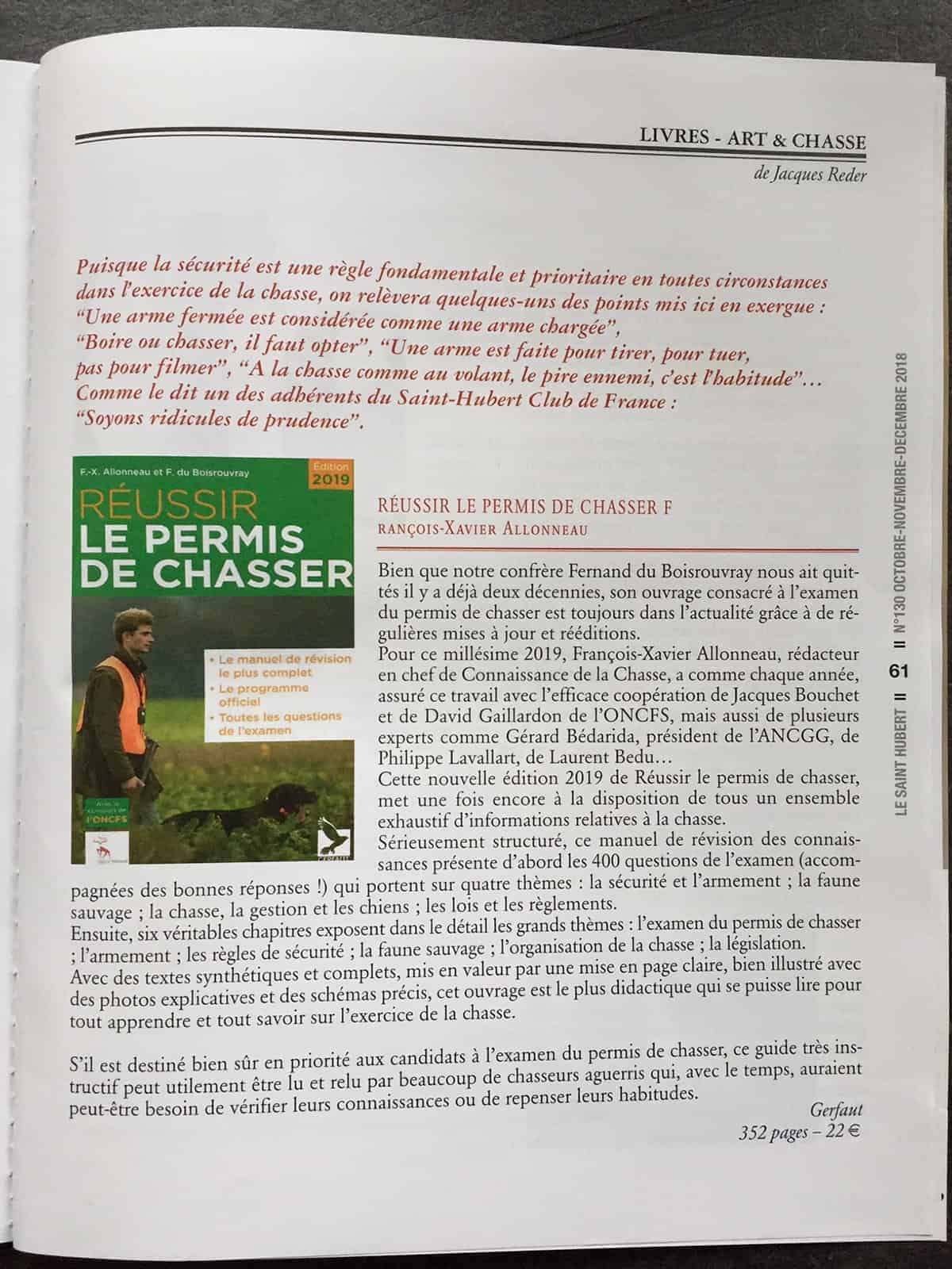 reussir le permis de chasser 2019 saint hubert dec 2018