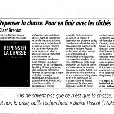 Revue de presse Repenser la chasse dans Connaissance de la chasse janvier 2024